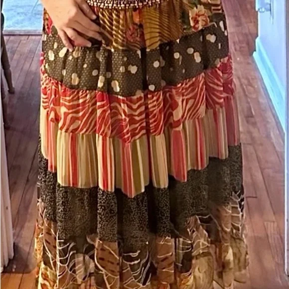 Soft surroundings, tiered, and beaded skirt - Picture 2 of 5